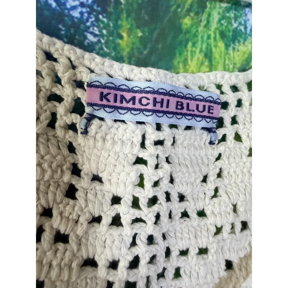 Kimchi Blue Crochet Button Front Vest Boho Cream Size M